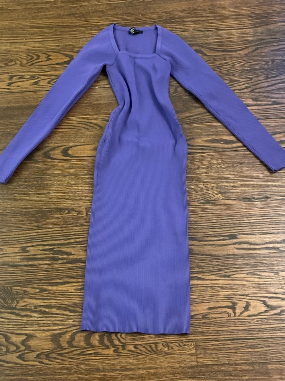 Forever 21 Long Sleeve Ribbed Midi Dress in Lavender Purple - Picture 2 of 3